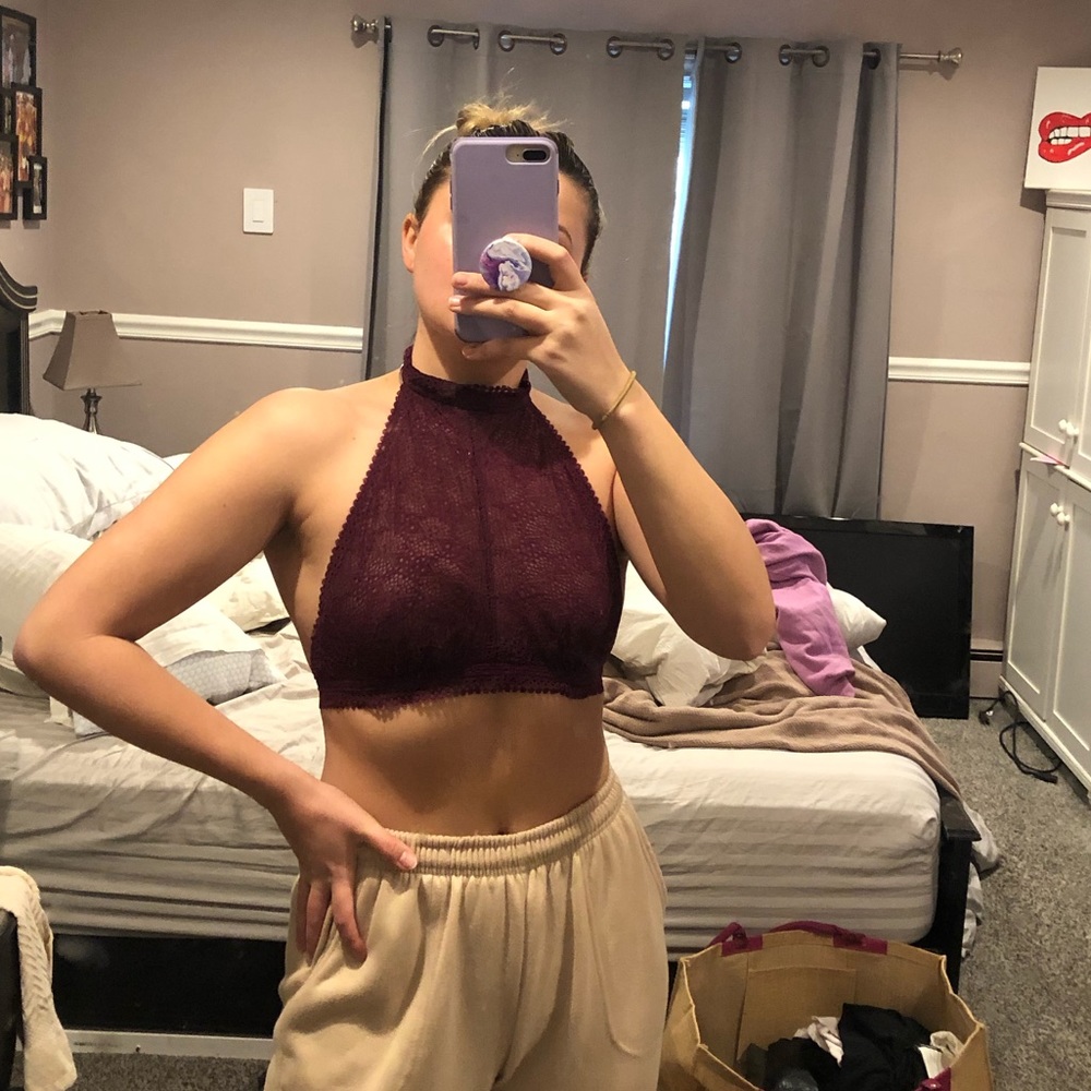 Victoria’s Secret plum colored open back crop top